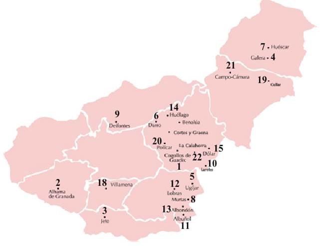 Mapa de Bodegas y Vinos de Granada
