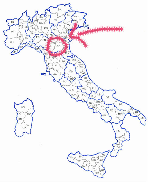 Mapa de la D.O. Parmigiano Reggiano